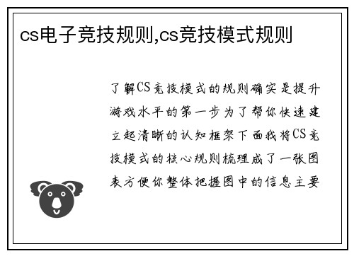 cs电子竞技规则,cs竞技模式规则